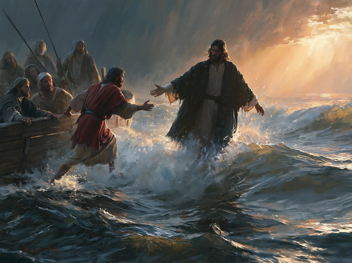 Jesus Walking on Water — The Dark Call beneath the Copper Sky