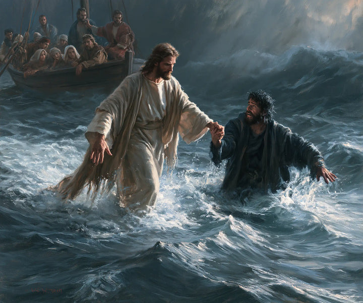 Jesus Walking on Water — Trust at the Edge of Grey Foam