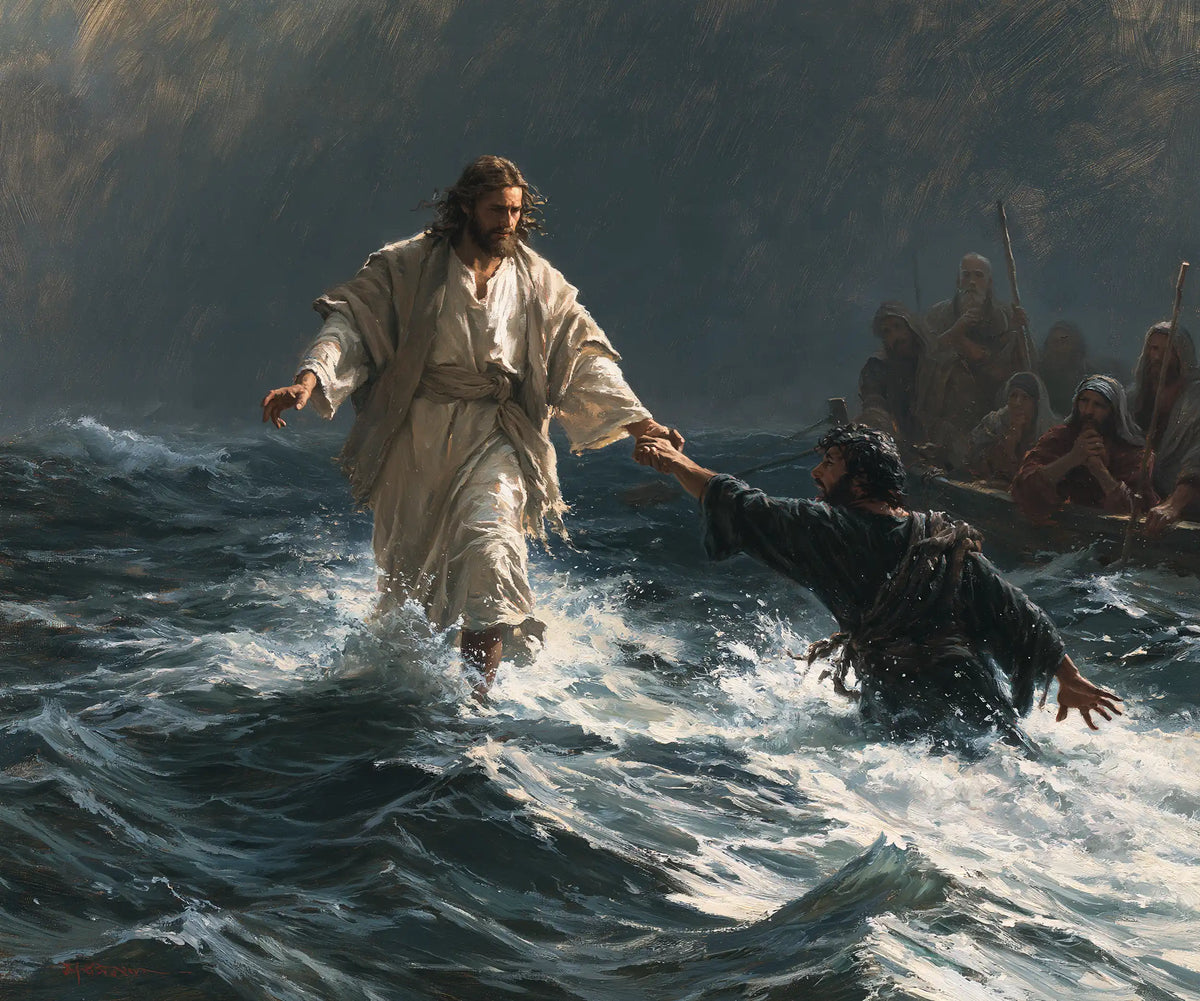 Jesus Walking on Water — Rescue in the Circle of Foam
