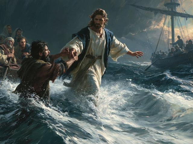 Jesus Walking on Water — The Blue That Brings Him from the Waters