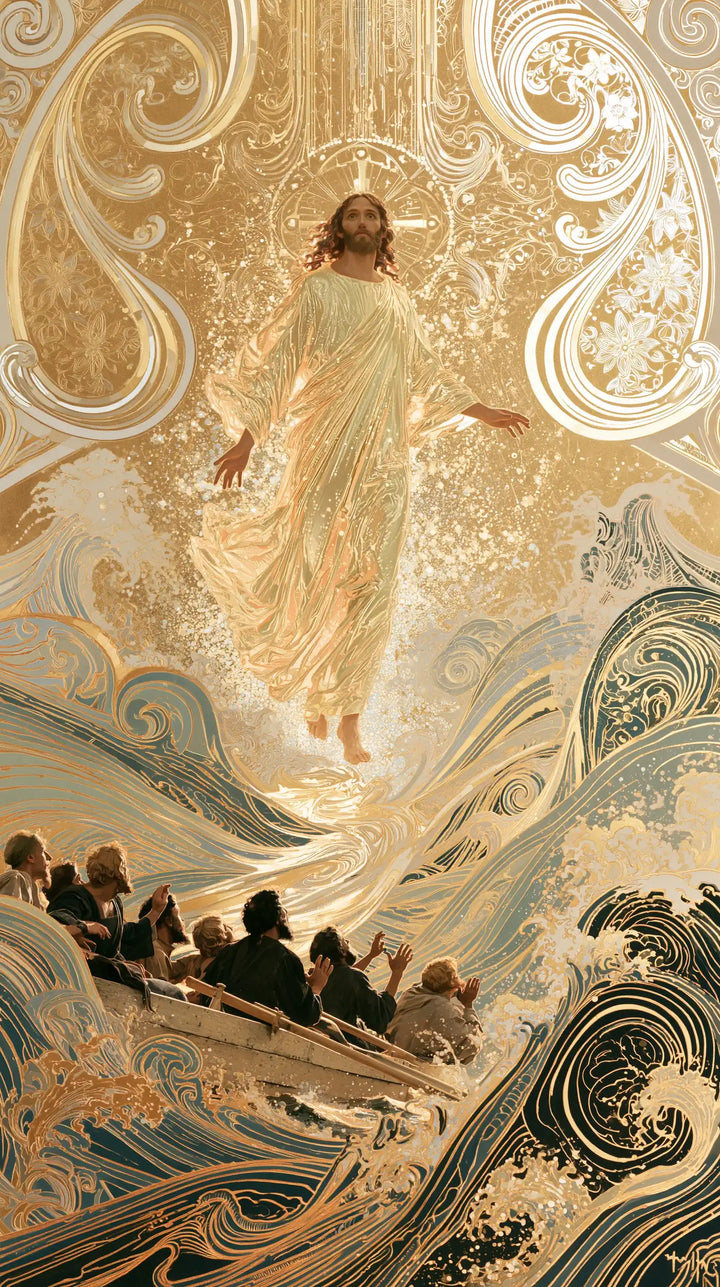 Jesus Walking on Water - Sacred Art Nouveau · Portrait n° 4