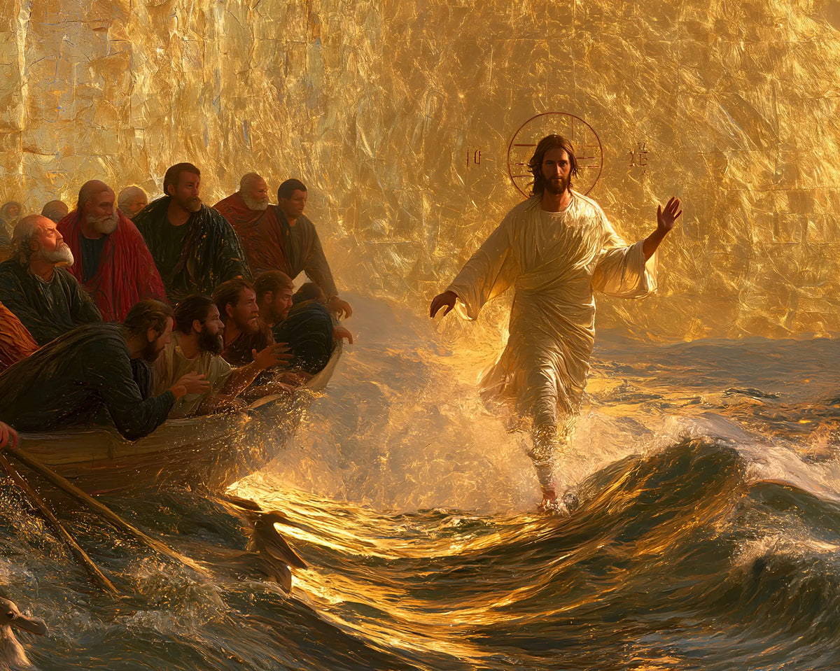 Jesus Walking on Water — The Step in the Sunlit Spray