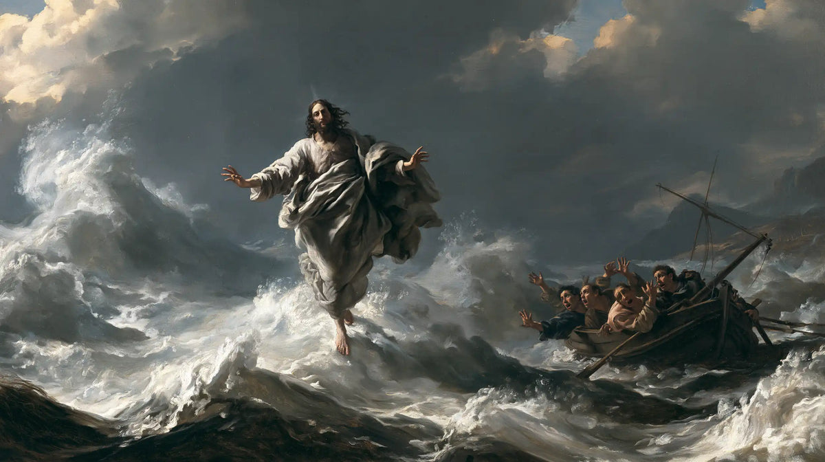 Jesus Walking on Water — Grey Suspended before the Tilting Mast