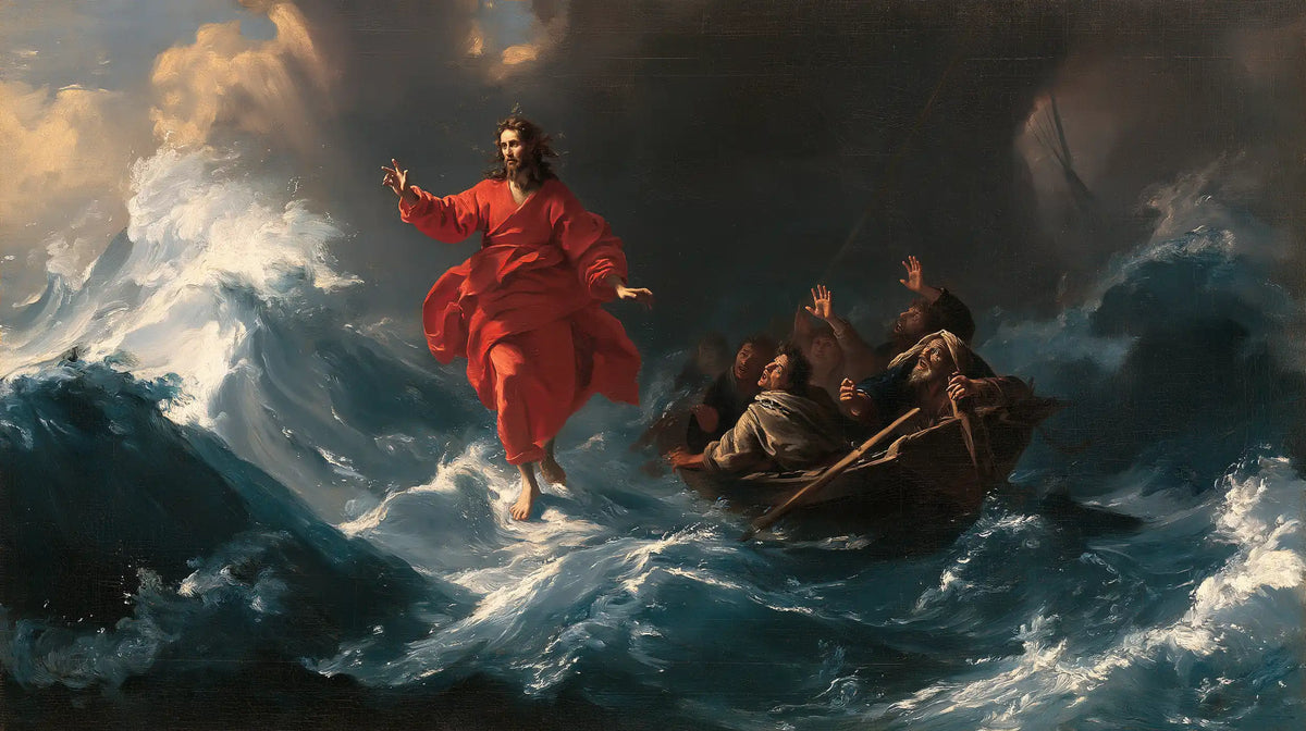 Jesus Walking on Water — The Red Step between Wave and Oars