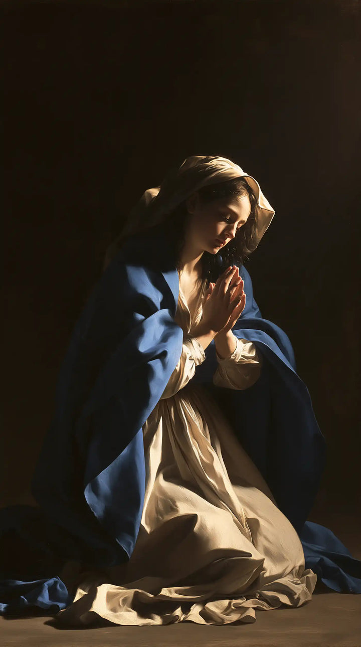 Virgin Mary in Prayer — The Gentle Bow of Blue