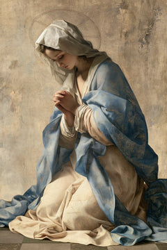 Virgin Mary in Prayer — Prayer by the Weathered Wall