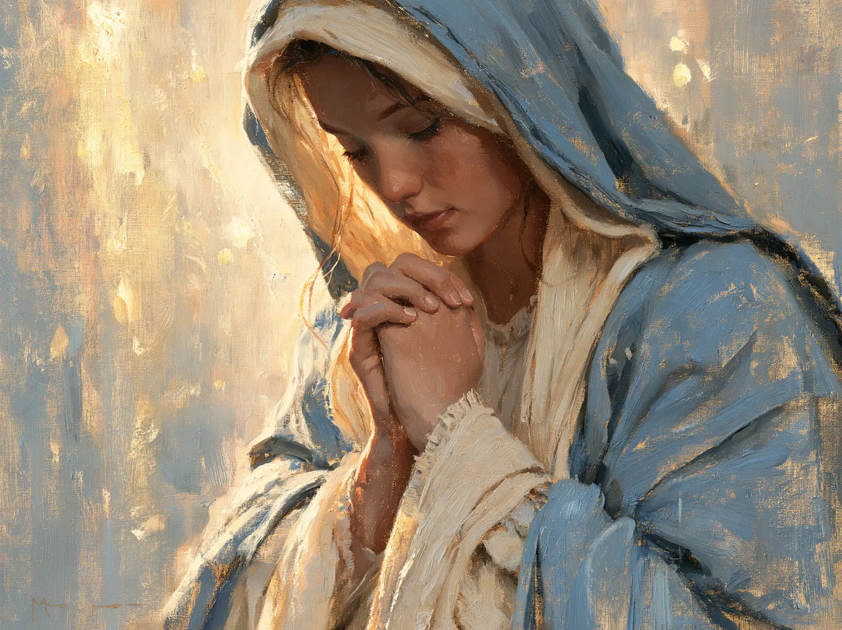Virgin Mary in Prayer — Prayer beside the Golden Veil