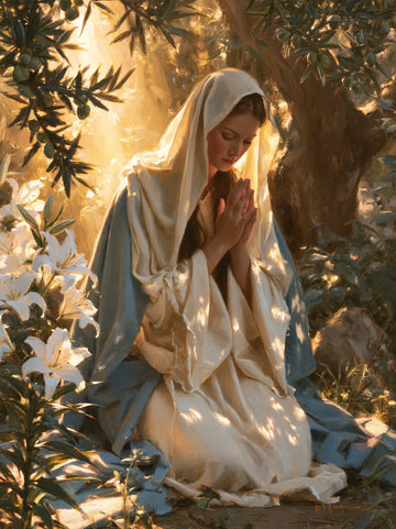 Virgin Mary in Prayer - Mary in a Sacred Garden · Portrait n° 12