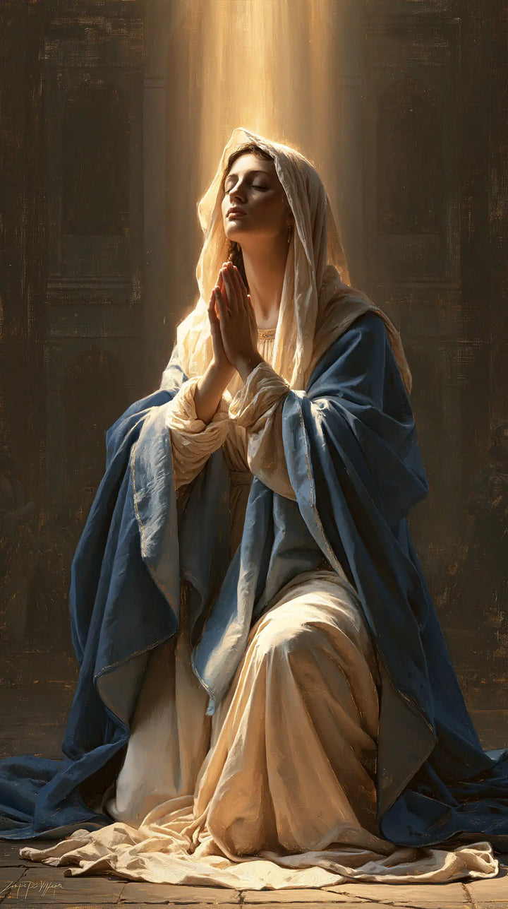 Virgin Mary in Prayer — A Gaze toward the Source of Light