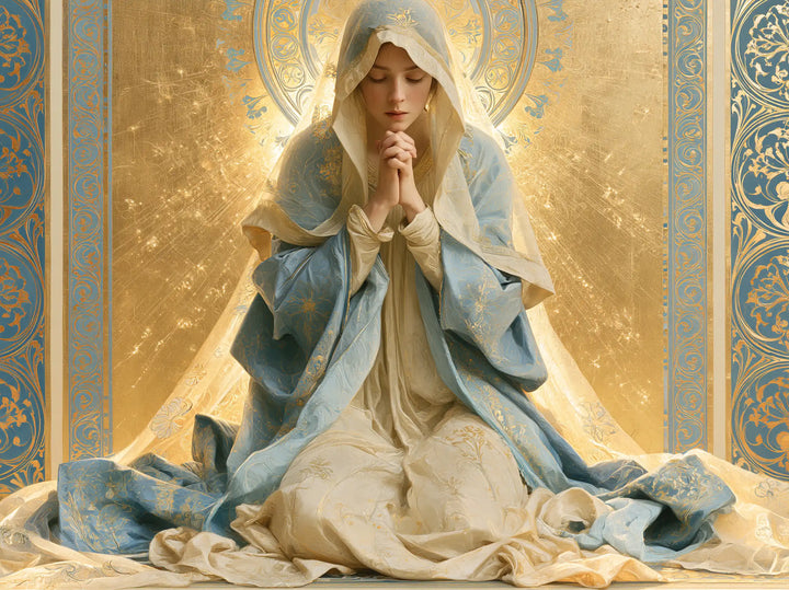 Virgin Mary in Prayer - Sacred Art Nouveau · Landscape n° 6