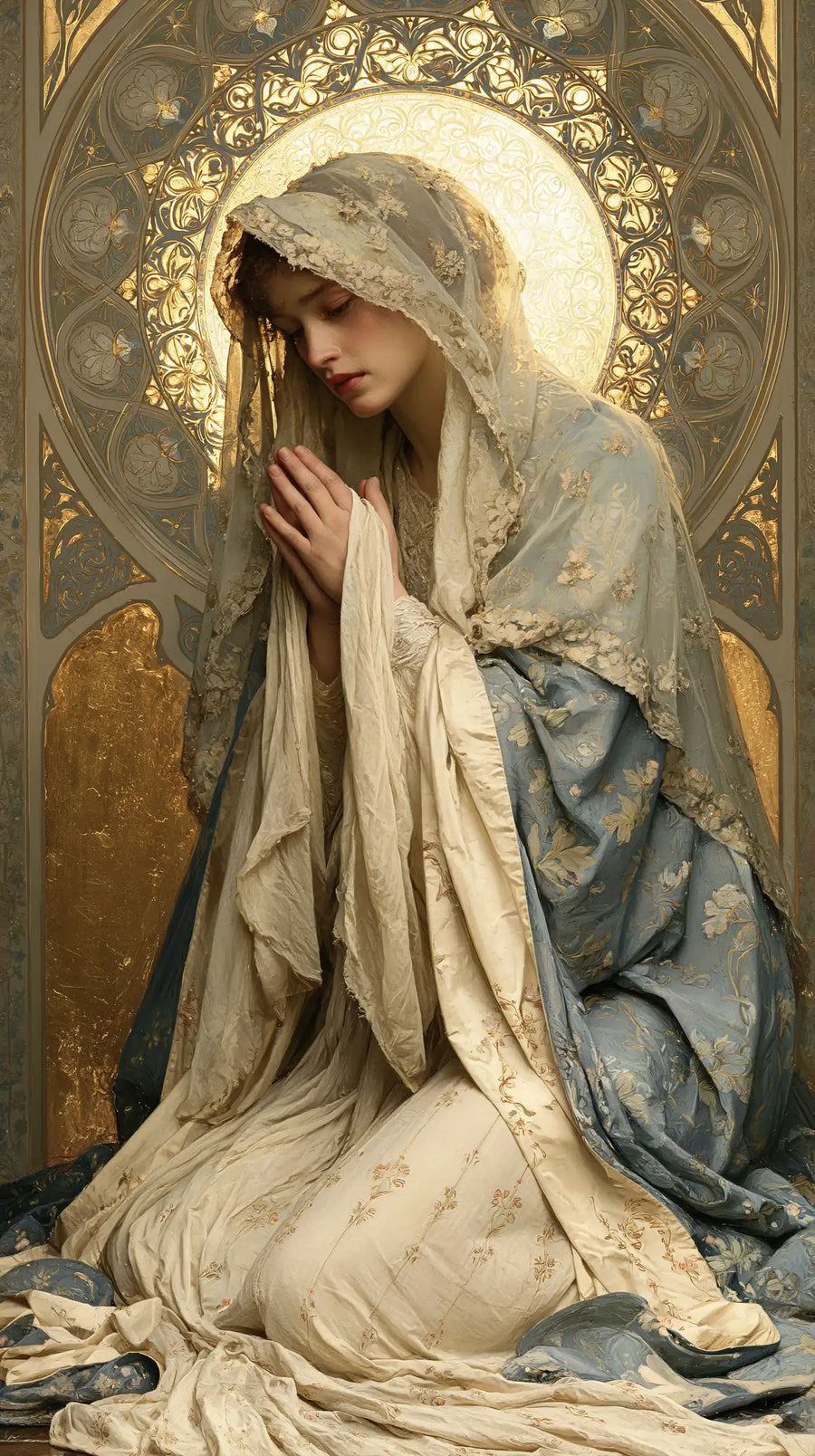 Virgin Mary in Prayer - Sacred Art Nouveau · Portrait n° 2