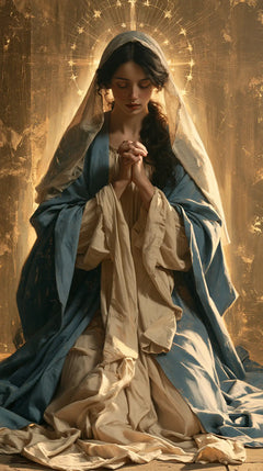 Virgin Mary in Prayer — Prayer beneath Radiant Stars