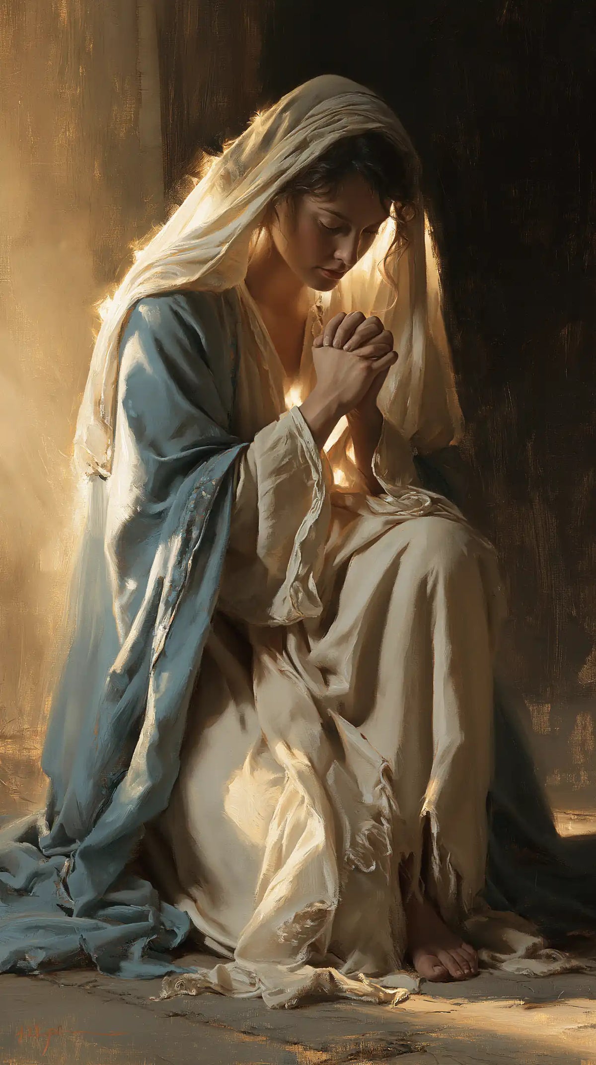 Virgin Mary in Prayer — Prayer at the Foot of the Glow