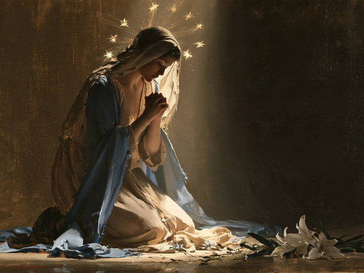 Virgin Mary in Prayer — Stars above the Lilies