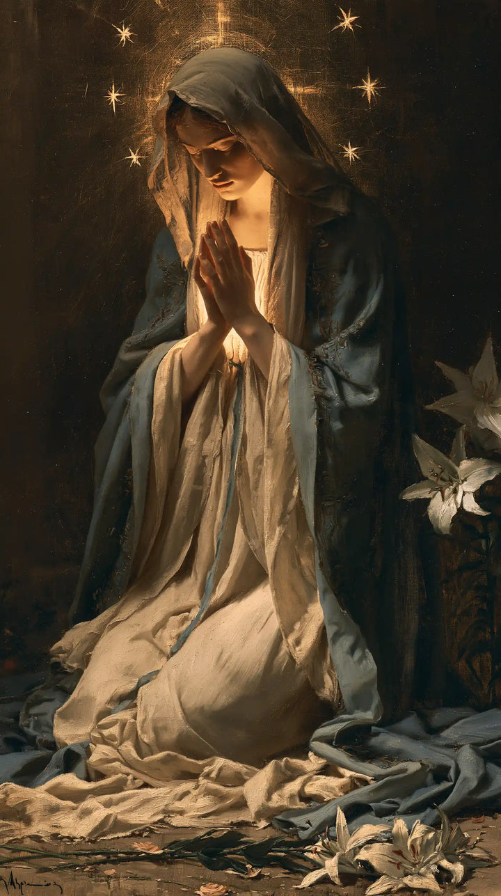 Virgin Mary in Prayer — Stars in the Brown Chamber