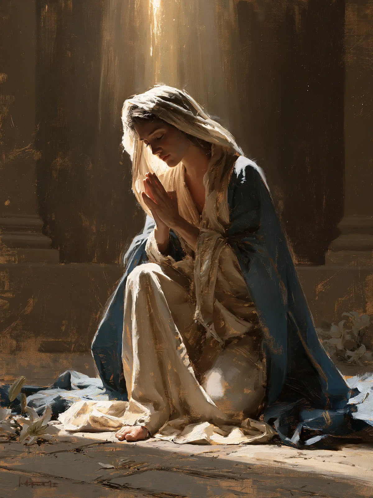 Virgin Mary in Prayer — The Ray of Inner Stillness
