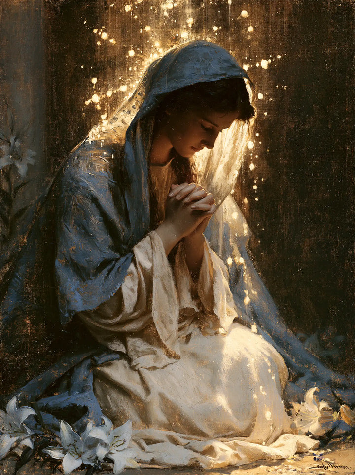 Virgin Mary in Prayer — The Golden Rain of Contemplation