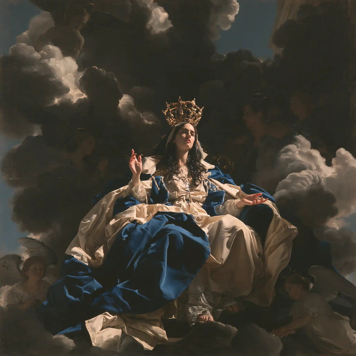 Mary Queen of Heaven - Caravaggio Tenebrism · Square n° 3