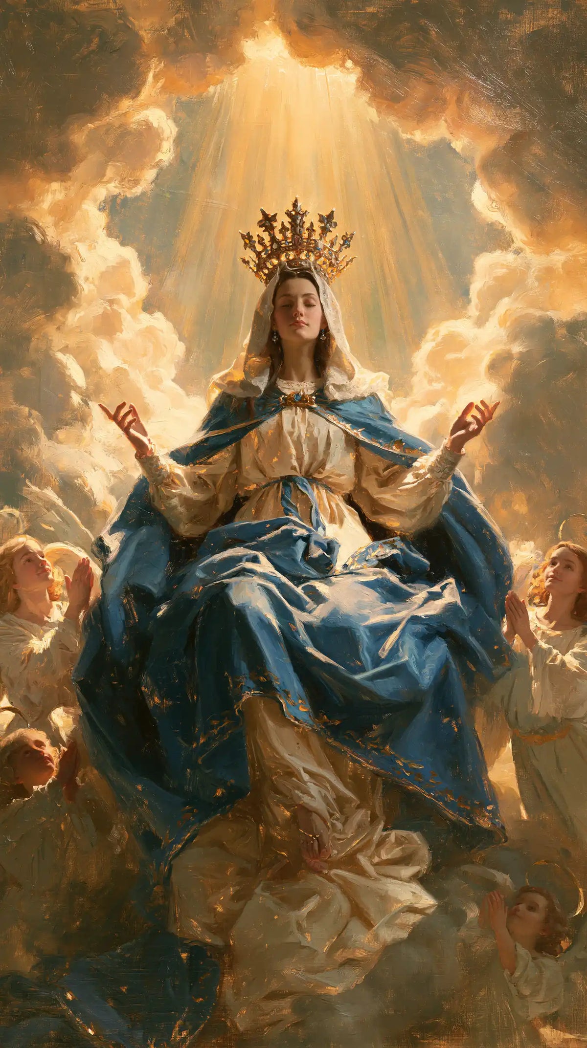 Mary glorified as Queen of Heaven in Heavenly Glory style, portrait Christian artwork no. 9