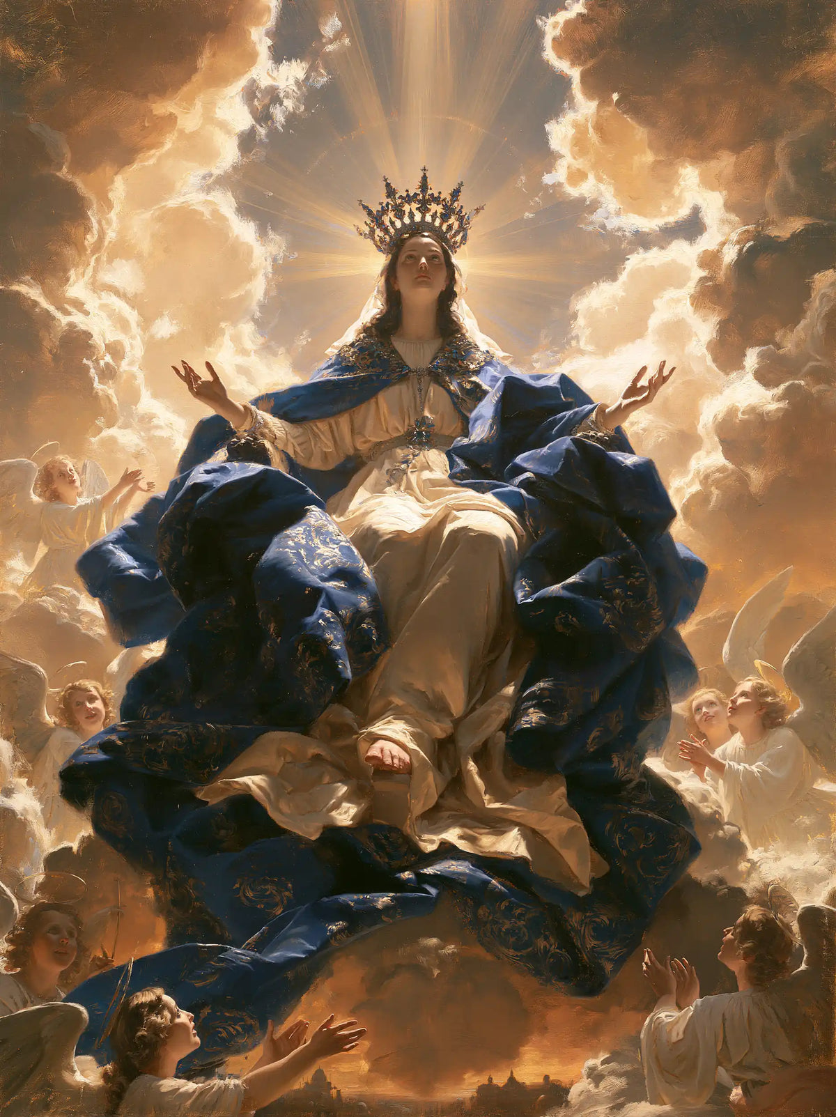 Mary glorified as Queen of Heaven in Heavenly Glory style, portrait Christian artwork no. 37