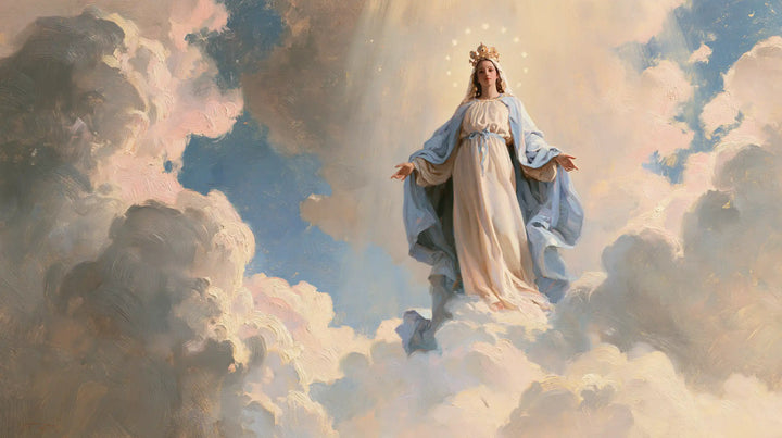 Mary, Queen of Heaven — White Stillness in the Blue Clearing