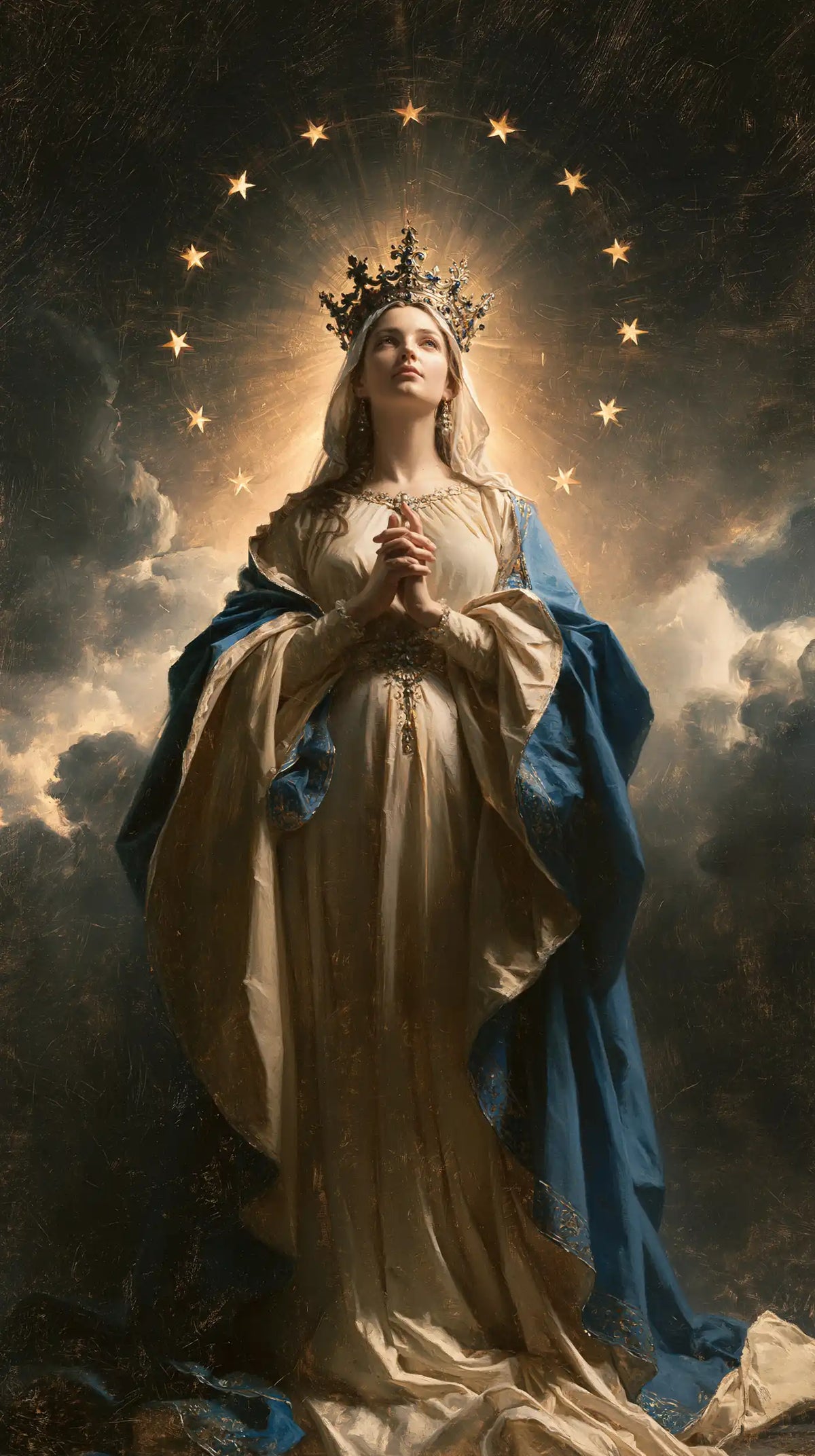 Mary, Queen of Heaven — Joined Hands Beneath the Arc of Stars