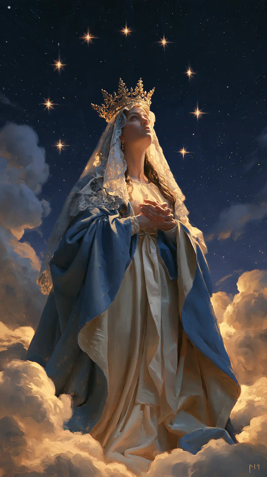 Mary Queen of Heaven - Midnight Blue Chiaroscuro · Portrait n° 18