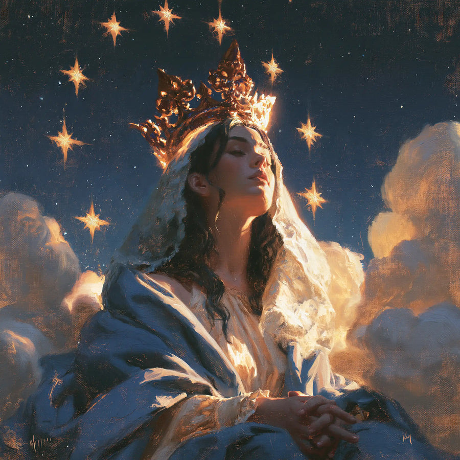 Mary Queen of Heaven - Midnight Blue Chiaroscuro · Square n° 4