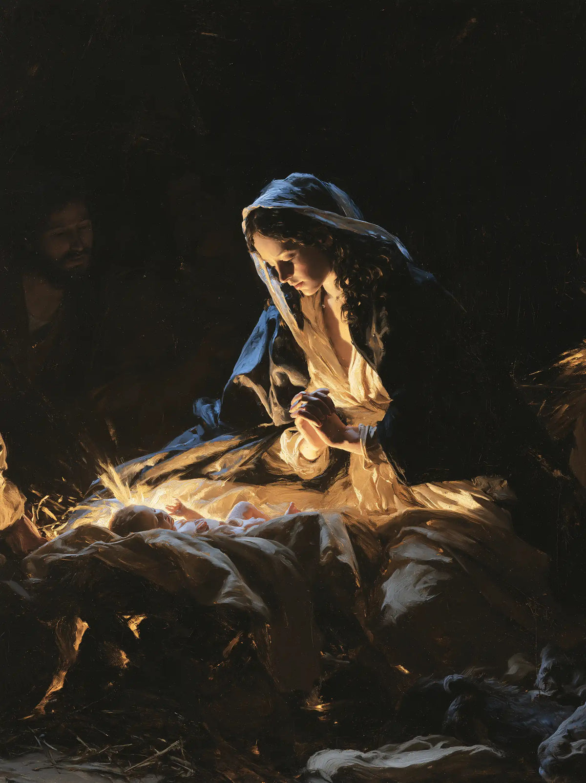 The Nativity — The Prayer Beneath the Blue Hood