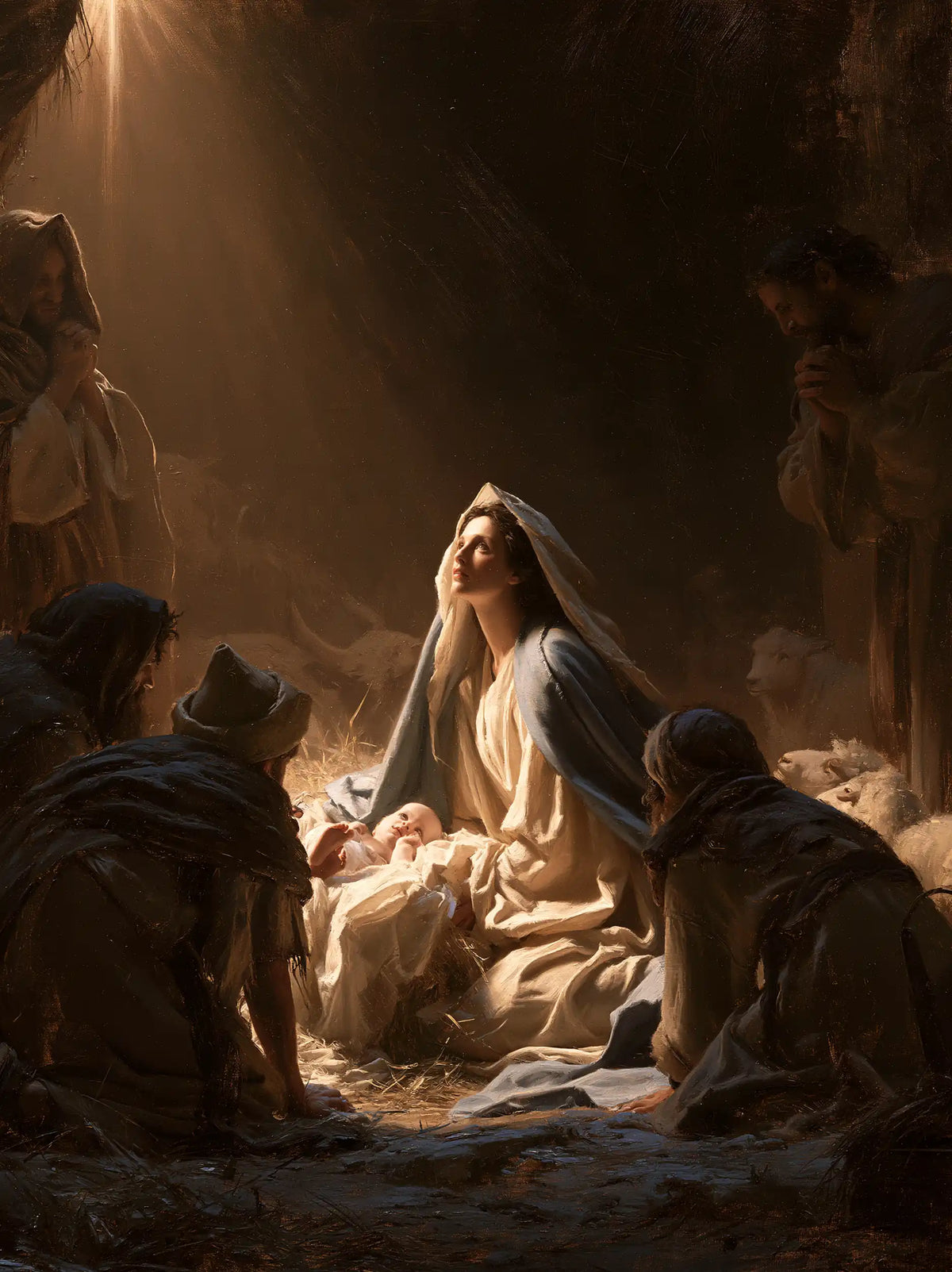 The Nativity — Expectation Beneath the Amber Ray