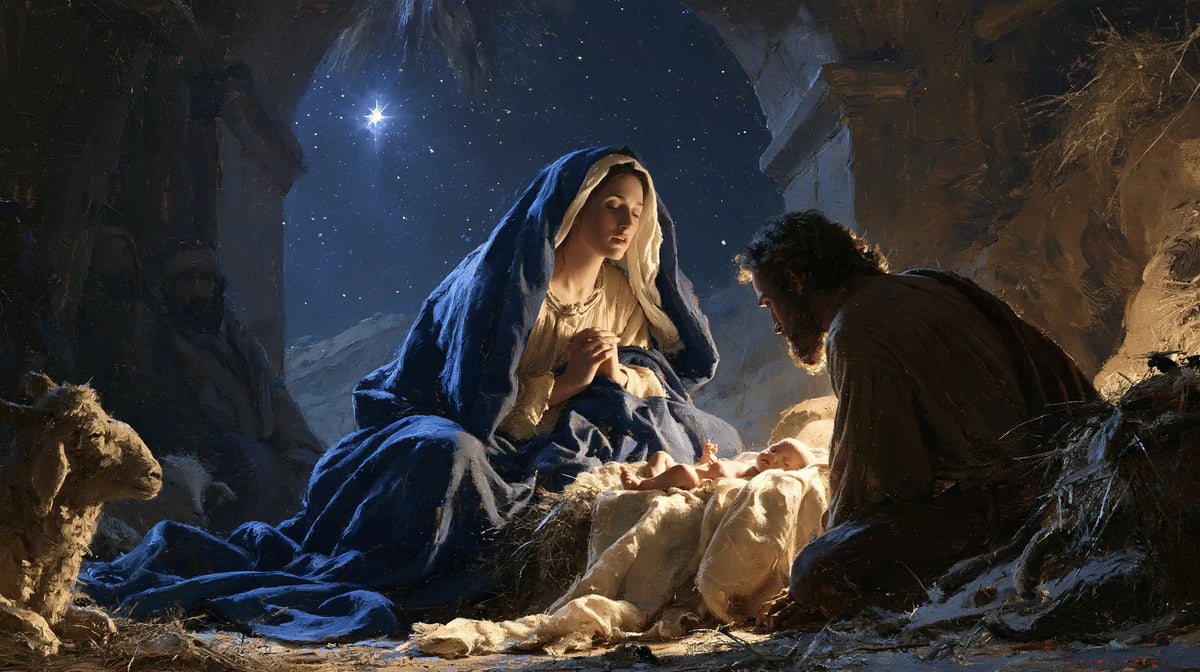 The Nativity — Prayer Beneath the Sapphire Sky