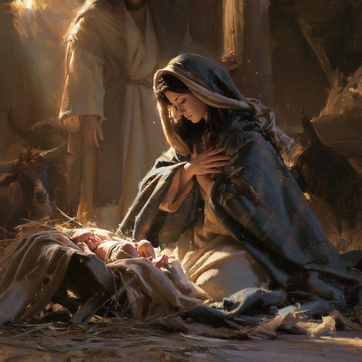 The Nativity — Prayer Beneath the Shadowed Cape