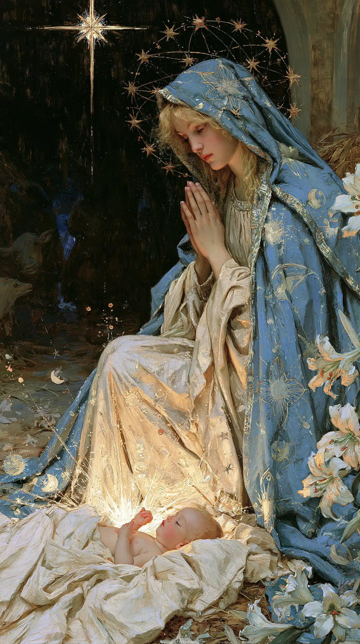 The Nativity — Prayer beneath the Blossoms of the Mantle