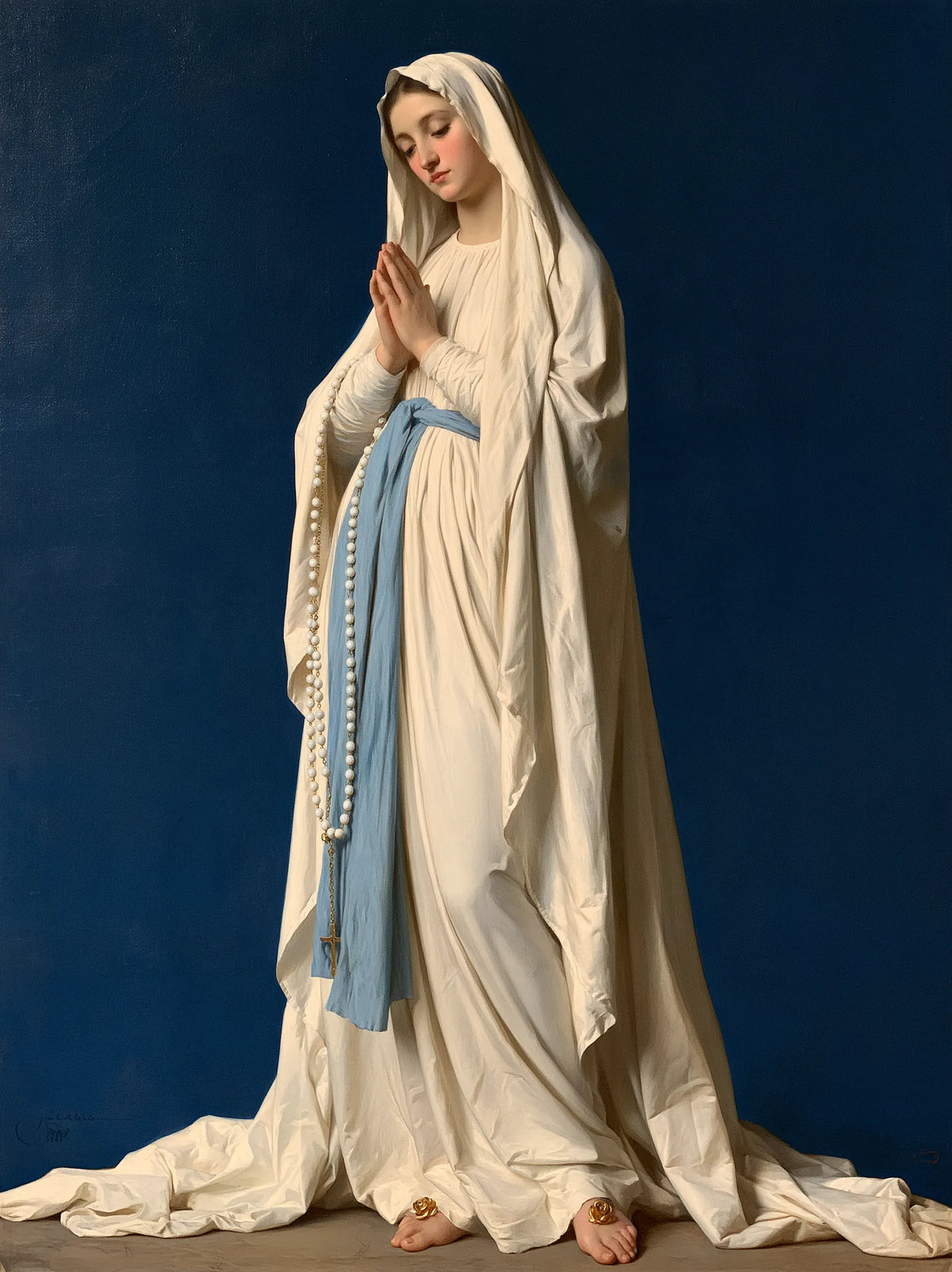 Our Lady of Lourdes – Standing Rosary Beneath Midnight Blue
