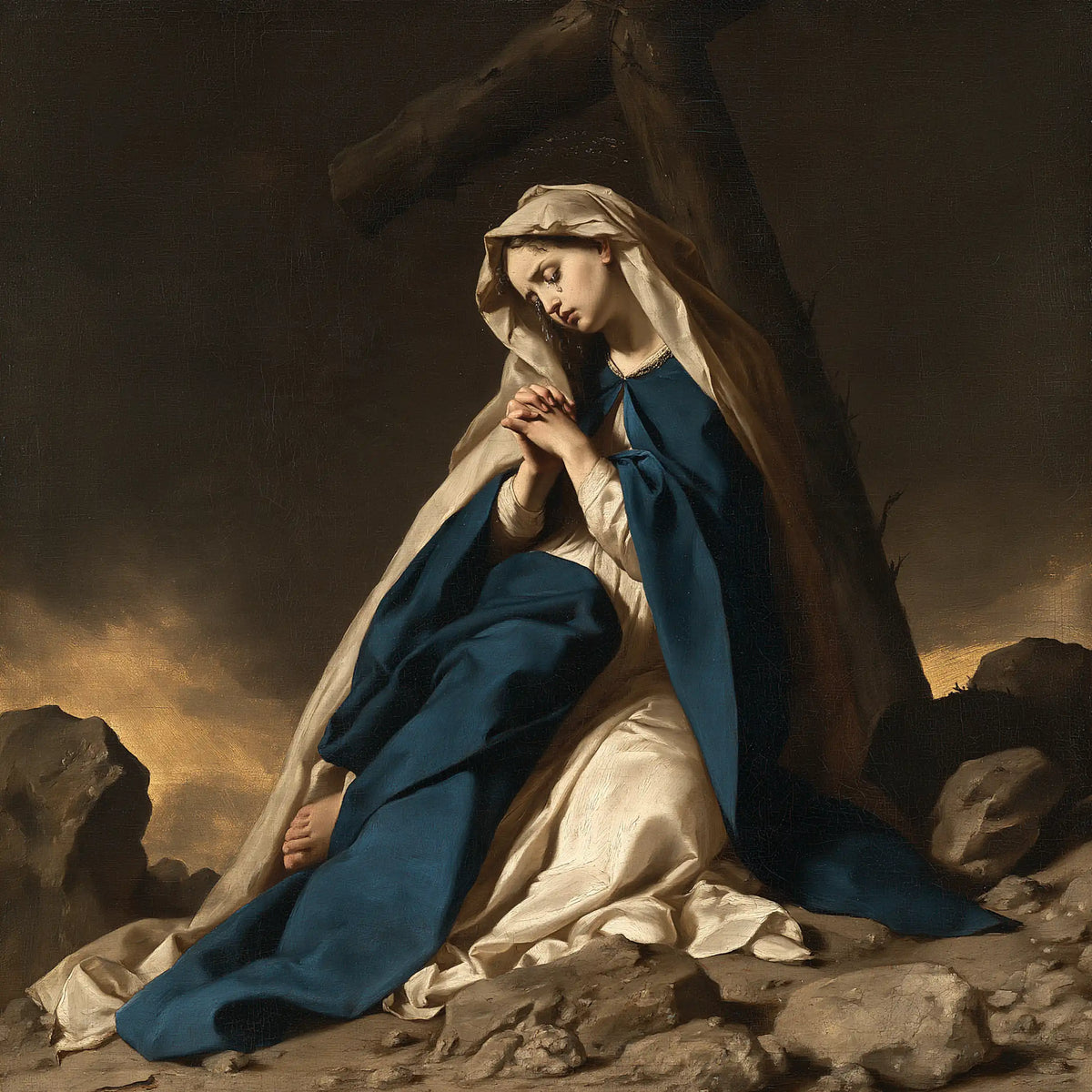 Our Lady of Sorrows — Prayer Enfolded in Sapphire