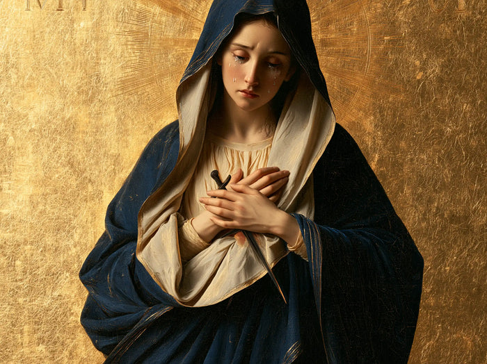 Our Lady of Sorrows — The Clasped Heart in Motionless Gold