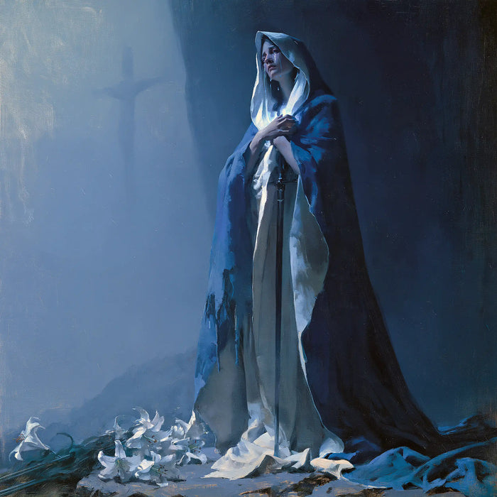 Our Lady of Sorrows — Flowers beneath the Misty Gaze
