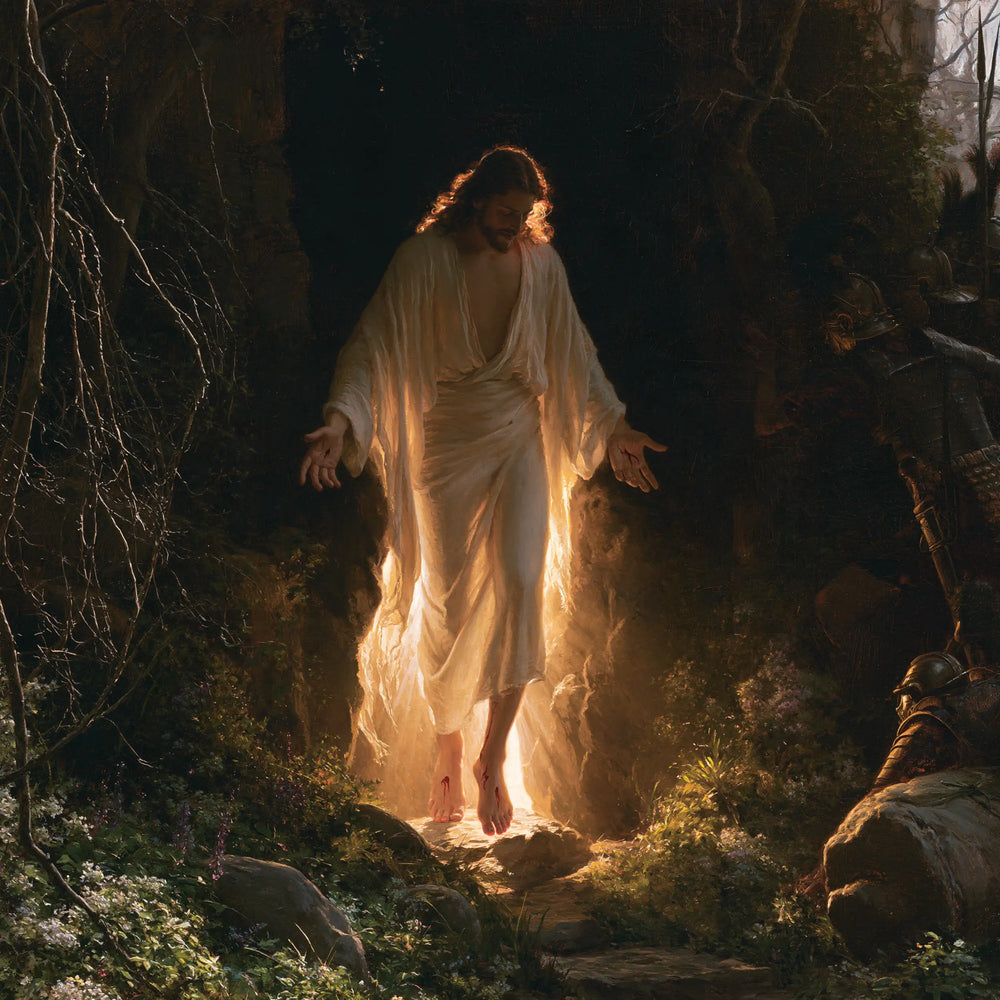 Resurrection of Jesus Christ in Explosion of Movement style, square Christian artwork no. 2