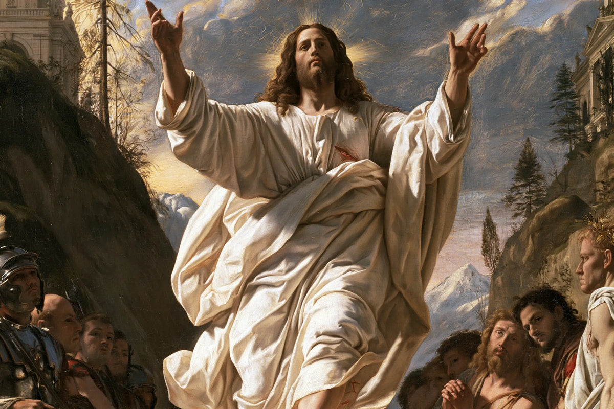 Resurrection of Jesus Christ in Florentine Renaissance style, landscape Christian artwork no. 9