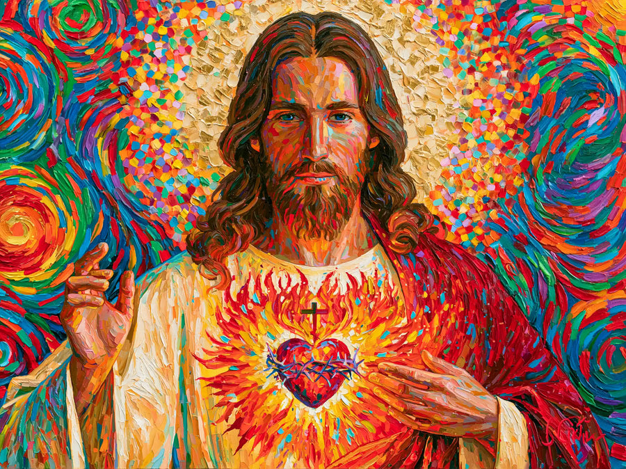 Sacred Heart of Jesus – Pointillist Post-Impressionism · Landscape no. 4