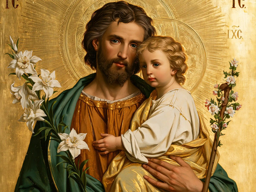 Saint Joseph with the Child Jesus – Sacred Gold · Landscape no. 2