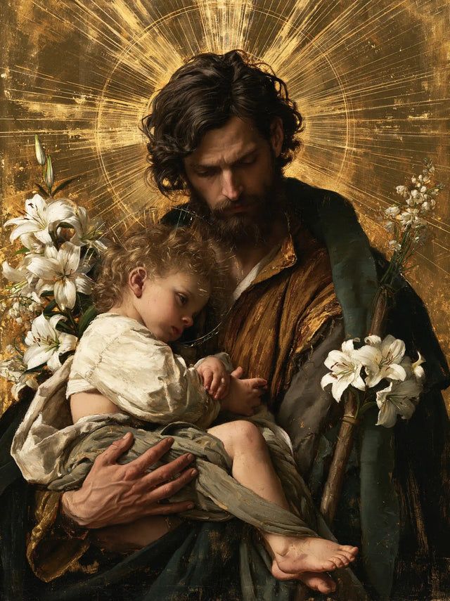 Saint Joseph with the Child Jesus – Sacred Gold · Portrait no. 8
