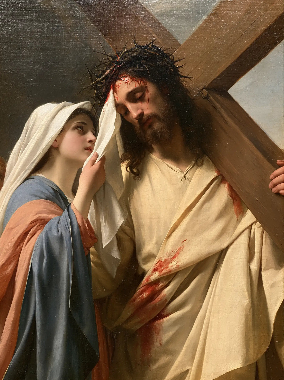Saint Veronica and Jesus — The Compassionate Hand upon His Face