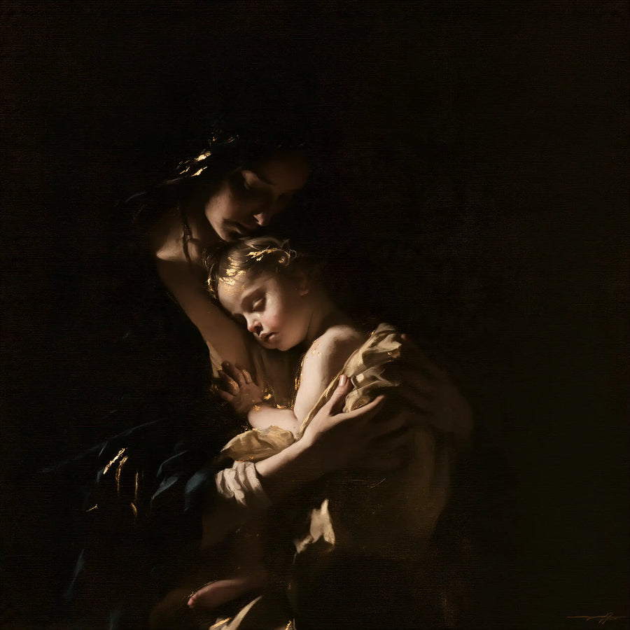 Virgin Mary and Child Jesus - Black and Gold · Square n° 5