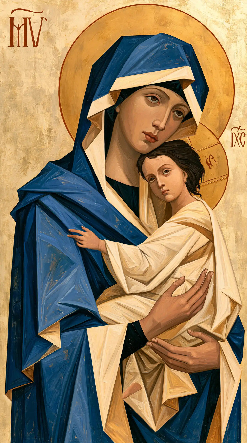the Virgin Mary and the Child Jesus in Contemporary Byzantine style, portrait Christian artwork no. 23