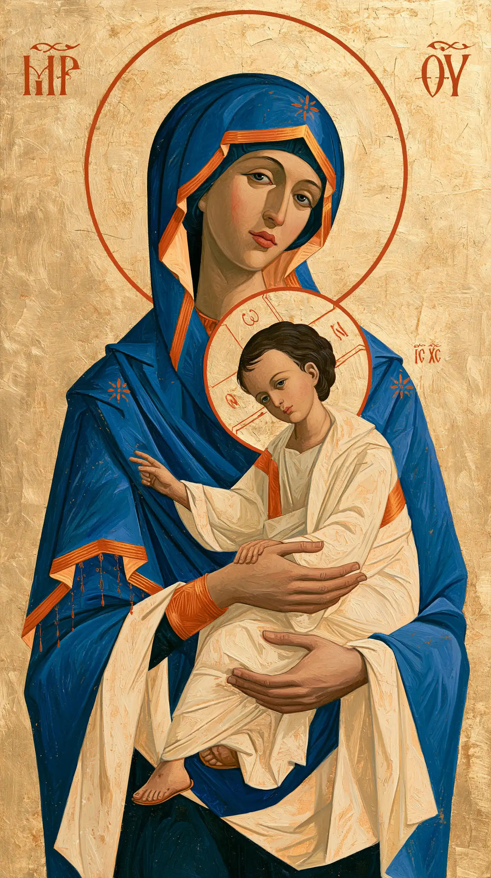 the Virgin Mary and the Child Jesus in Contemporary Byzantine style, portrait Christian artwork no. 24