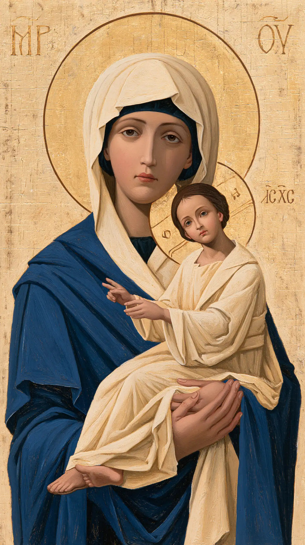 the Virgin Mary and the Child Jesus in Contemporary Byzantine style, portrait Christian artwork no. 29