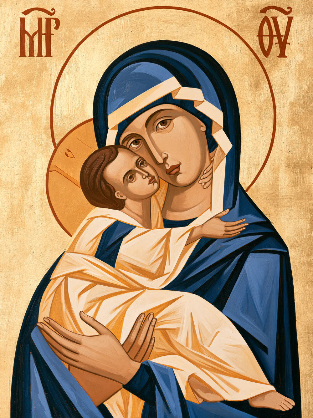 the Virgin Mary and the Child Jesus in Contemporary Byzantine style, portrait Christian artwork no. 30