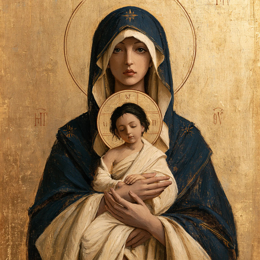 Virgin Mary and Child Jesus - Contemporary Byzantine · Square n° 1
