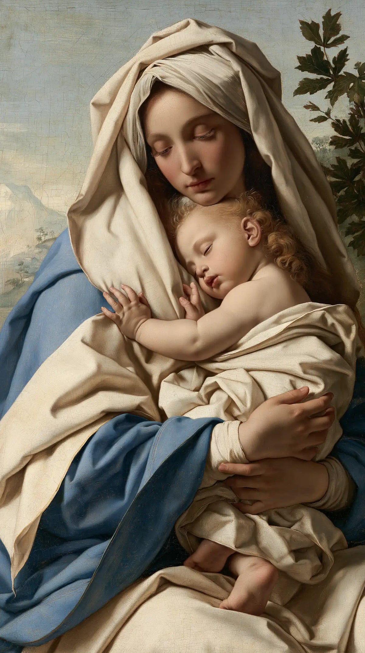 the Virgin Mary with the Child Jesus in Florentine Renaissance style, portrait Christian artwork no. 11